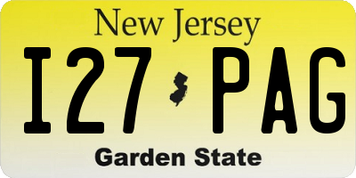 NJ license plate I27PAG