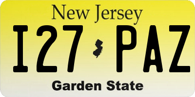 NJ license plate I27PAZ