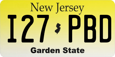 NJ license plate I27PBD