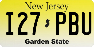 NJ license plate I27PBU