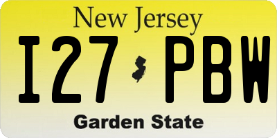 NJ license plate I27PBW