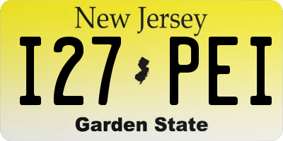 NJ license plate I27PEI