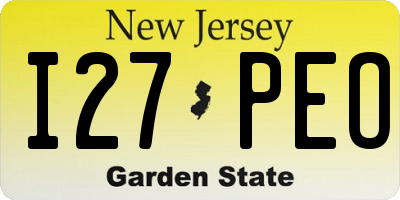 NJ license plate I27PEO