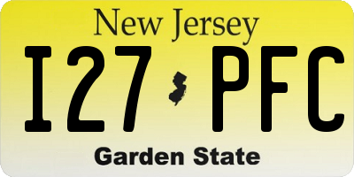 NJ license plate I27PFC