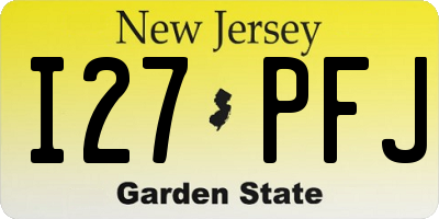 NJ license plate I27PFJ