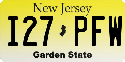 NJ license plate I27PFW
