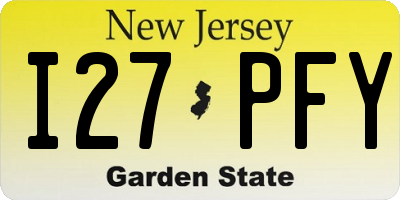 NJ license plate I27PFY