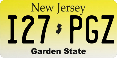 NJ license plate I27PGZ
