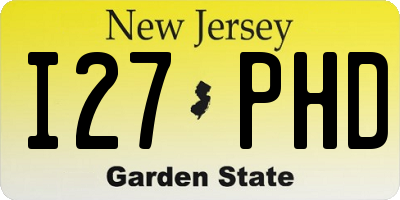 NJ license plate I27PHD