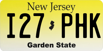 NJ license plate I27PHK