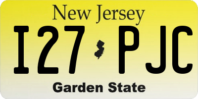 NJ license plate I27PJC