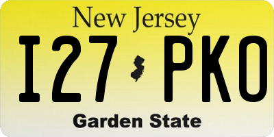 NJ license plate I27PKO
