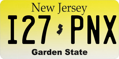 NJ license plate I27PNX