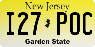 NJ license plate I27POC