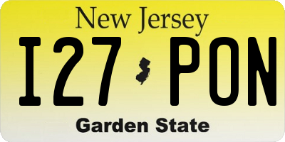 NJ license plate I27PON