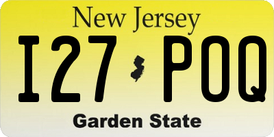 NJ license plate I27POQ