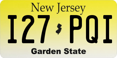 NJ license plate I27PQI