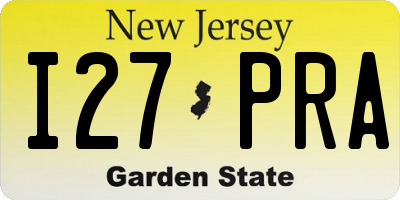 NJ license plate I27PRA
