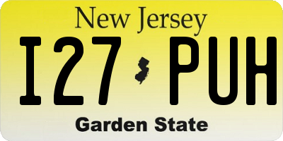 NJ license plate I27PUH