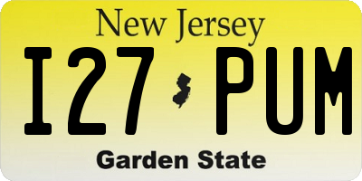 NJ license plate I27PUM
