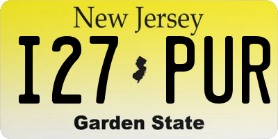 NJ license plate I27PUR