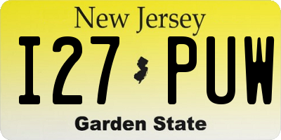 NJ license plate I27PUW