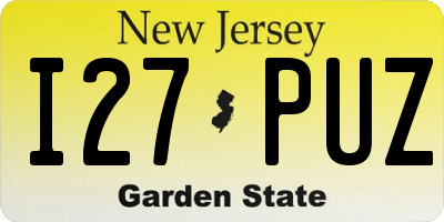 NJ license plate I27PUZ