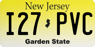 NJ license plate I27PVC