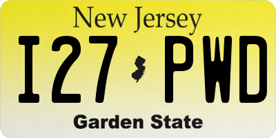 NJ license plate I27PWD