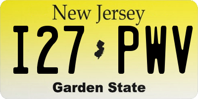 NJ license plate I27PWV