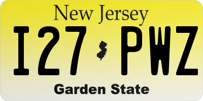 NJ license plate I27PWZ