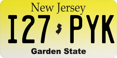 NJ license plate I27PYK