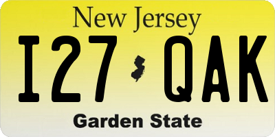 NJ license plate I27QAK