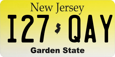 NJ license plate I27QAY