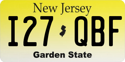NJ license plate I27QBF