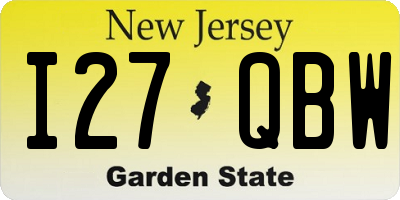 NJ license plate I27QBW