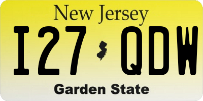 NJ license plate I27QDW