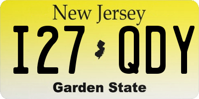 NJ license plate I27QDY