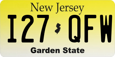 NJ license plate I27QFW