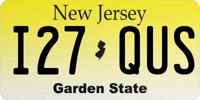 NJ license plate I27QUS