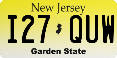 NJ license plate I27QUW