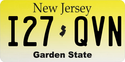 NJ license plate I27QVN