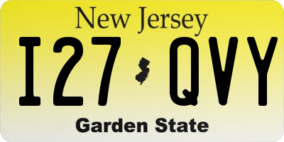 NJ license plate I27QVY