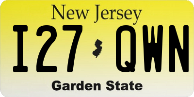 NJ license plate I27QWN