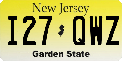 NJ license plate I27QWZ