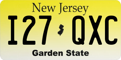 NJ license plate I27QXC