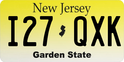 NJ license plate I27QXK