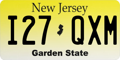 NJ license plate I27QXM