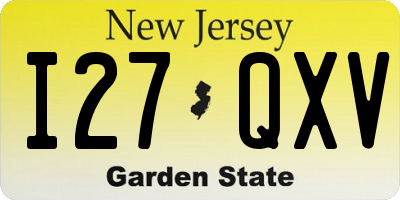 NJ license plate I27QXV