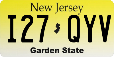 NJ license plate I27QYV